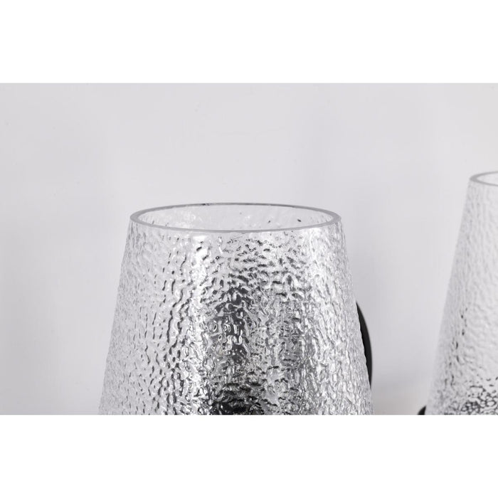 SATCO/NUVO Valentine 2-Light Vanity Black Finish Hammered Glass (60-8252)