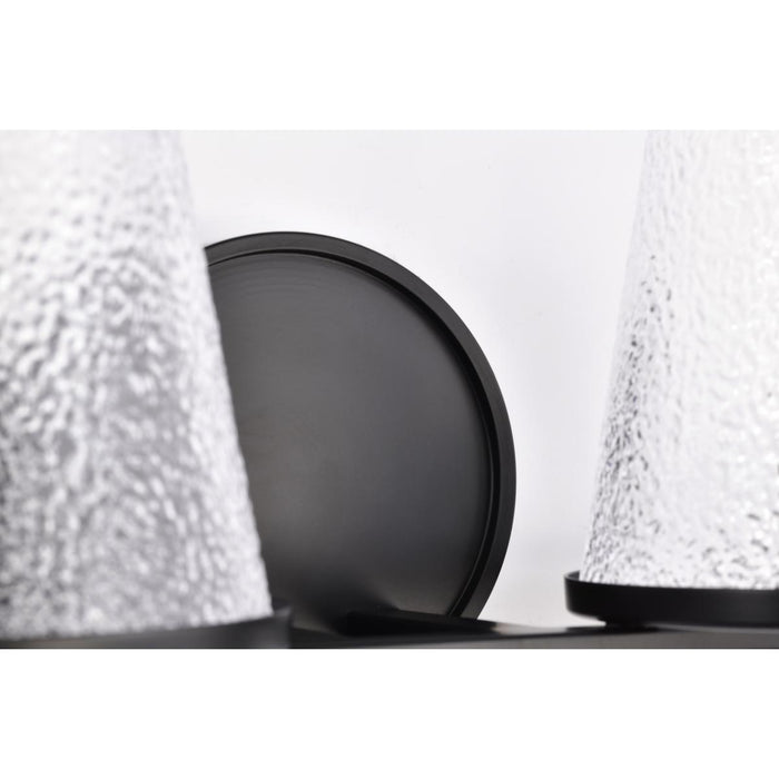 SATCO/NUVO Valentine 2-Light Vanity Black Finish Hammered Glass (60-8252)