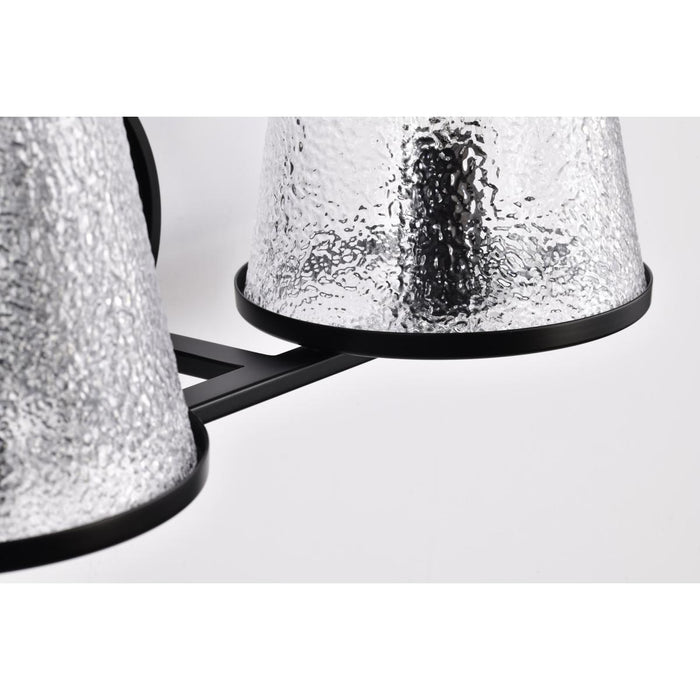 SATCO/NUVO Valentine 2-Light Vanity Black Finish Hammered Glass (60-8252)