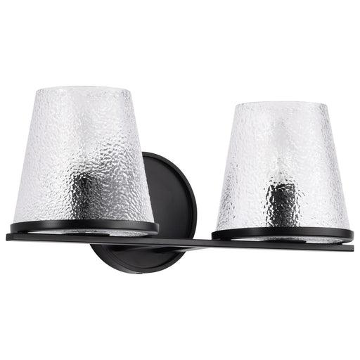 SATCO/NUVO Valentine 2-Light Vanity Black Finish Hammered Glass (60-8252)