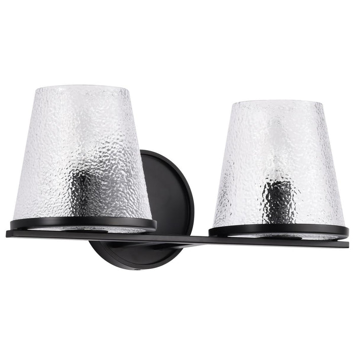 SATCO/NUVO Valentine 2-Light Vanity Black Finish Hammered Glass (60-8252)
