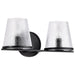 SATCO/NUVO Valentine 2-Light Vanity Black Finish Hammered Glass (60-8252)