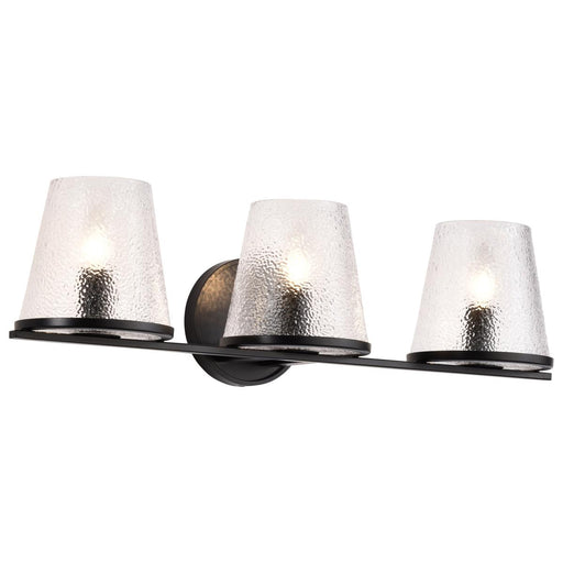 SATCO/NUVO Valentine 3-Light Vanity Black Finish Hammered Glass (60-8253)