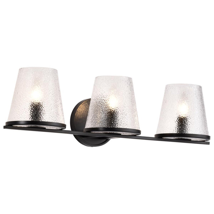 SATCO/NUVO Valentine 3-Light Vanity Black Finish Hammered Glass (60-8253)