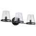 SATCO/NUVO Valentine 3-Light Vanity Black Finish Hammered Glass (60-8253)