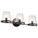 SATCO/NUVO Valentine 3-Light Vanity Black Finish Hammered Glass (60-8253)