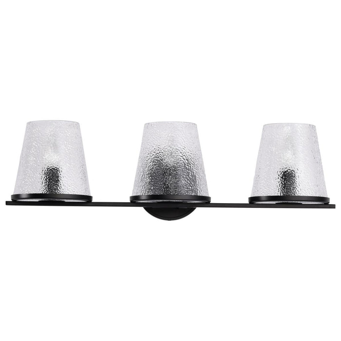 SATCO/NUVO Valentine 3-Light Vanity Black Finish Hammered Glass (60-8253)