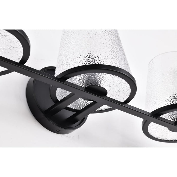 SATCO/NUVO Valentine 3-Light Vanity Black Finish Hammered Glass (60-8253)