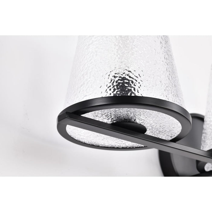 SATCO/NUVO Valentine 3-Light Vanity Black Finish Hammered Glass (60-8253)