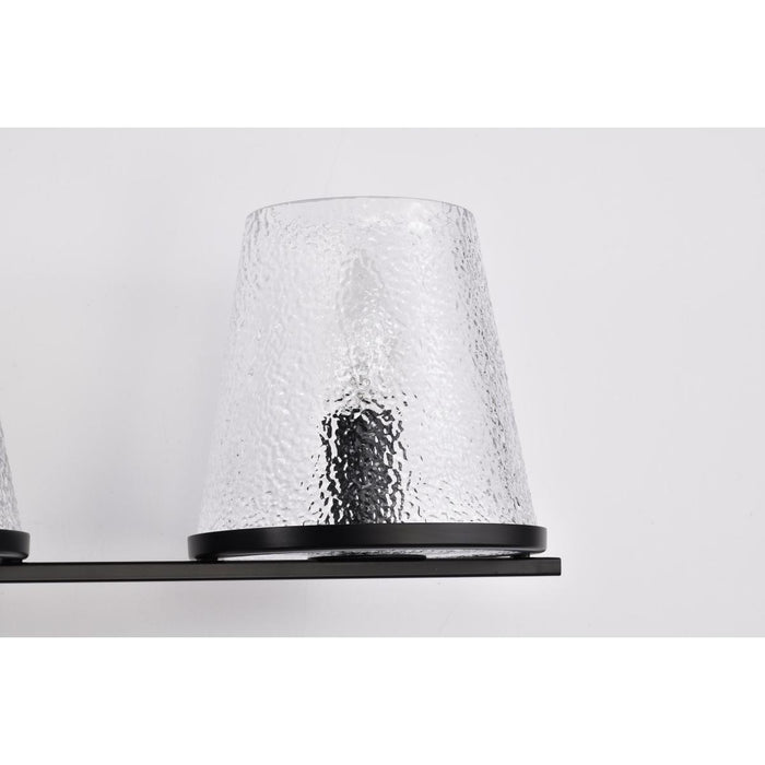 SATCO/NUVO Valentine 3-Light Vanity Black Finish Hammered Glass (60-8253)