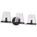 SATCO/NUVO Valentine 3-Light Vanity Black Finish Hammered Glass (60-8253)