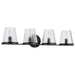 SATCO/NUVO Valentine 4-Light Vanity Black Finish Hammered Glass (60-8254)