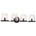 SATCO/NUVO Valentine 4-Light Vanity Black Finish Hammered Glass (60-8254)