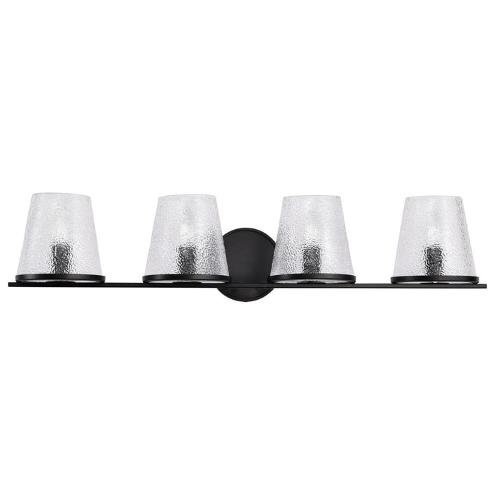 SATCO/NUVO Valentine 4-Light Vanity Black Finish Hammered Glass (60-8254)