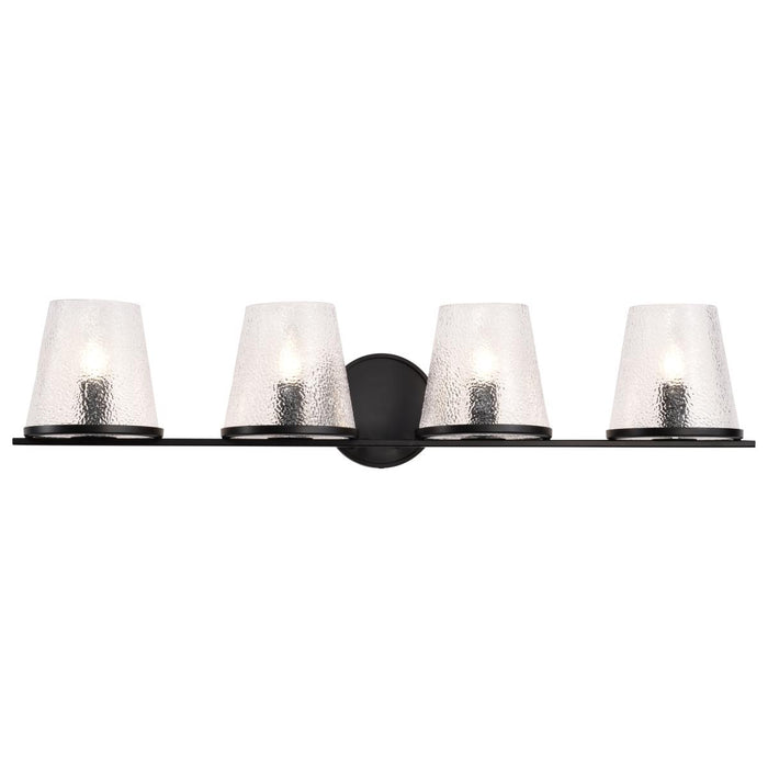 SATCO/NUVO Valentine 4-Light Vanity Black Finish Hammered Glass (60-8254)