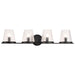 SATCO/NUVO Valentine 4-Light Vanity Black Finish Hammered Glass (60-8254)