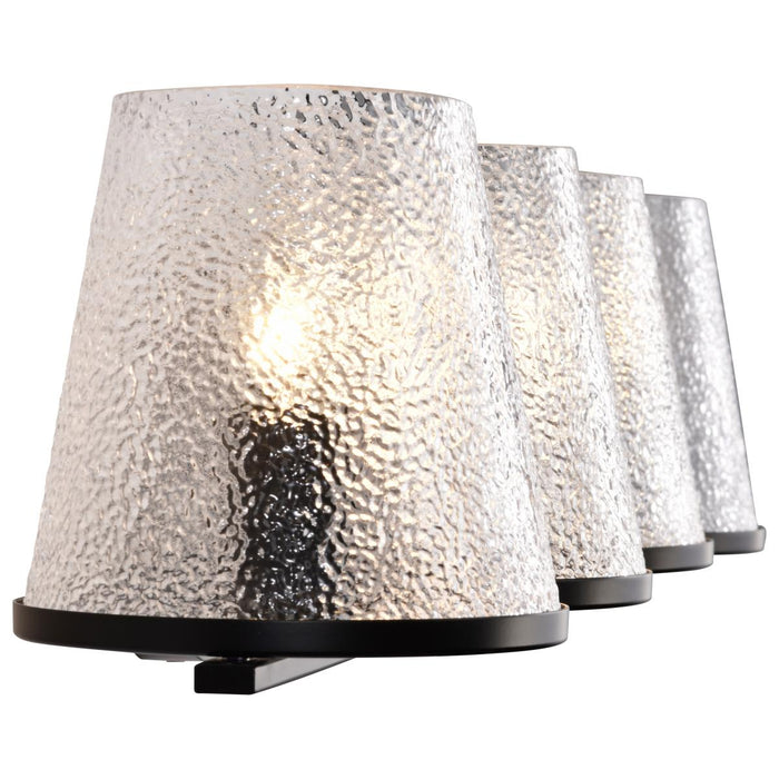 SATCO/NUVO Valentine 4-Light Vanity Black Finish Hammered Glass (60-8254)