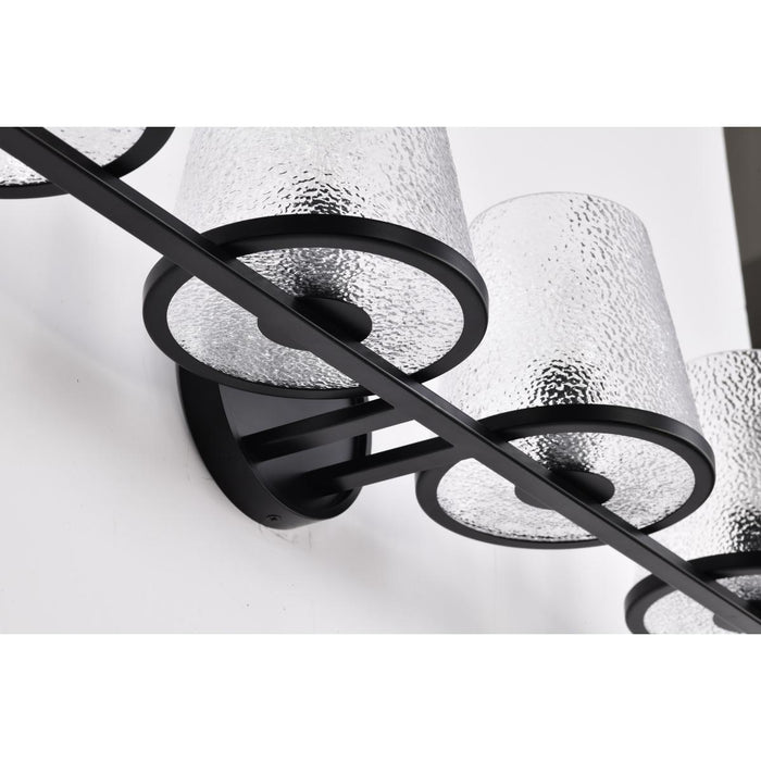 SATCO/NUVO Valentine 4-Light Vanity Black Finish Hammered Glass (60-8254)