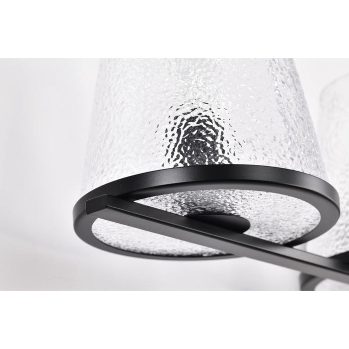 SATCO/NUVO Valentine 4-Light Vanity Black Finish Hammered Glass (60-8254)