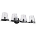 SATCO/NUVO Valentine 4-Light Vanity Black Finish Hammered Glass (60-8254)