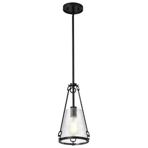 SATCO/NUVO Valentine Small Pendant Black Finish Hammered Glass (60-8255)