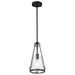 SATCO/NUVO Valentine Small Pendant Black Finish Hammered Glass (60-8255)