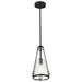 SATCO/NUVO Valentine Small Pendant Black Finish Hammered Glass (60-8255)