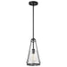 SATCO/NUVO Valentine Small Pendant Black Finish Hammered Glass (60-8255)