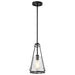 SATCO/NUVO Valentine Small Pendant Black Finish Hammered Glass (60-8255)