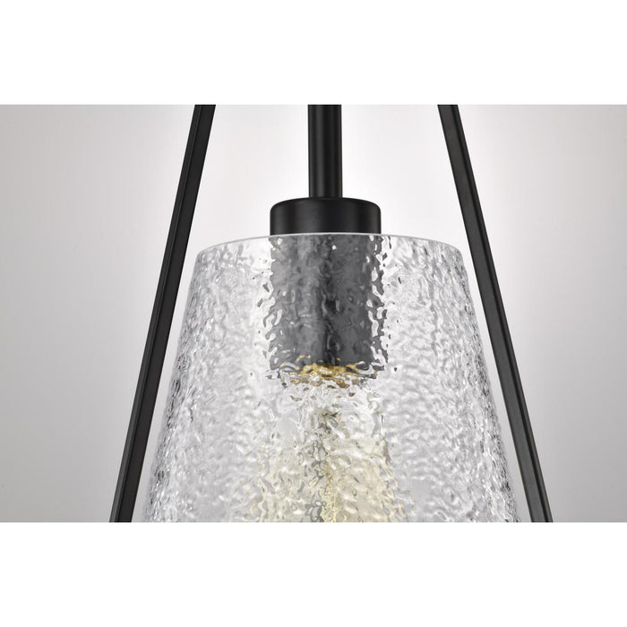 SATCO/NUVO Valentine Small Pendant Black Finish Hammered Glass (60-8255)