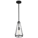 SATCO/NUVO Valentine Small Pendant Black Finish Hammered Glass (60-8255)