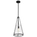 SATCO/NUVO Valentine Medium Pendant Black Finish Hammered Glass (60-8256)