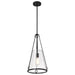 SATCO/NUVO Valentine Medium Pendant Black Finish Hammered Glass (60-8256)