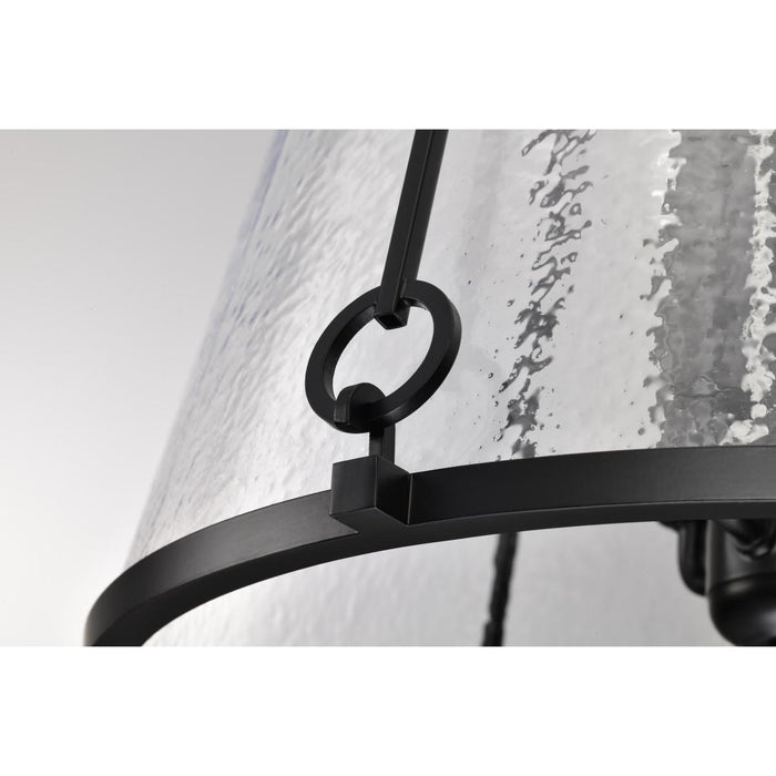 SATCO/NUVO Valentine Medium Pendant Black Finish Hammered Glass (60-8256)