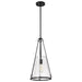 SATCO/NUVO Valentine Medium Pendant Black Finish Hammered Glass (60-8256)