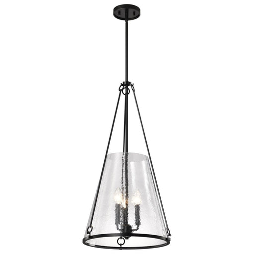SATCO/NUVO Valentine Large Pendant Black Finish Hammered Glass (60-8257)