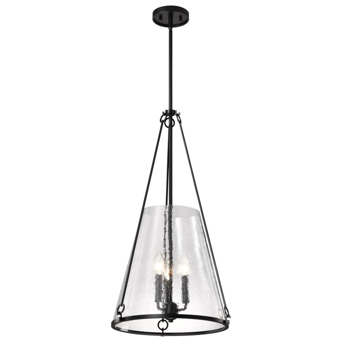 SATCO/NUVO Valentine Large Pendant Black Finish Hammered Glass (60-8257)