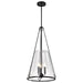 SATCO/NUVO Valentine Large Pendant Black Finish Hammered Glass (60-8257)