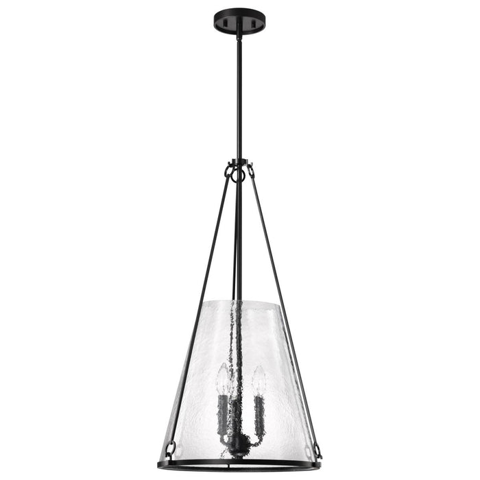 SATCO/NUVO Valentine Large Pendant Black Finish Hammered Glass (60-8257)