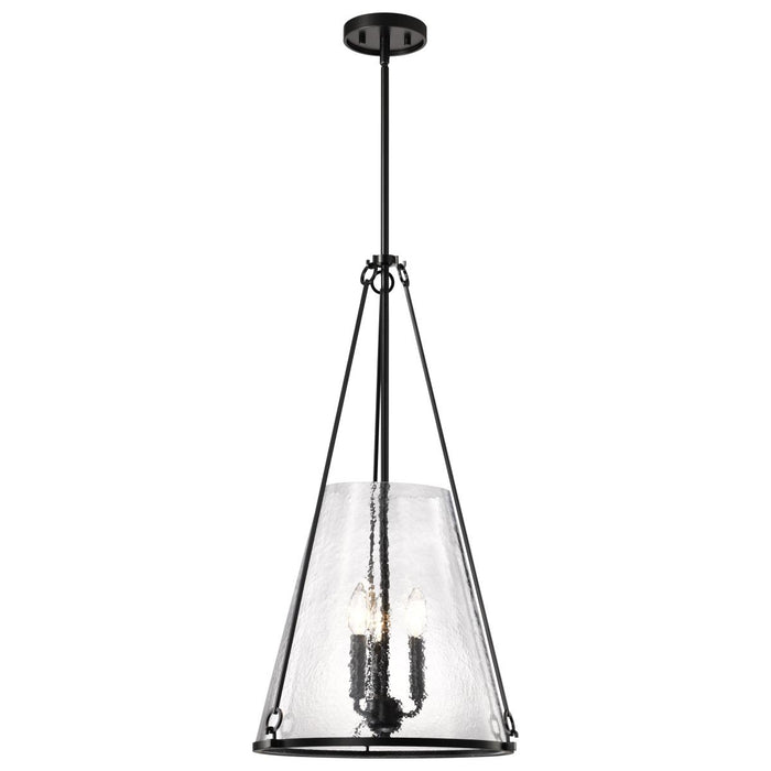 SATCO/NUVO Valentine Large Pendant Black Finish Hammered Glass (60-8257)