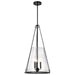 SATCO/NUVO Valentine Large Pendant Black Finish Hammered Glass (60-8257)