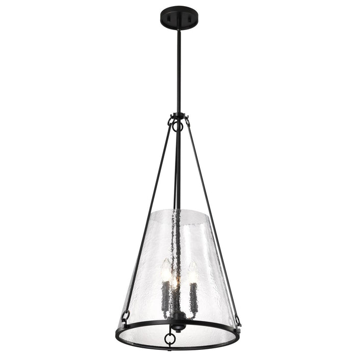 SATCO/NUVO Valentine Large Pendant Black Finish Hammered Glass (60-8257)