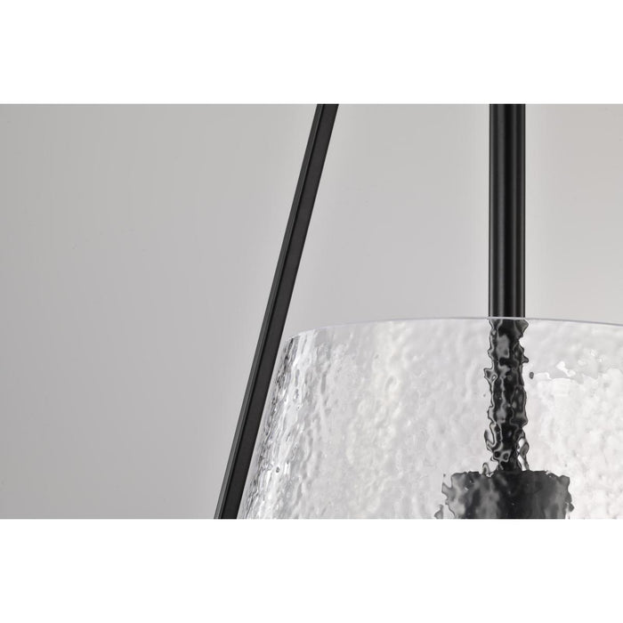 SATCO/NUVO Valentine Large Pendant Black Finish Hammered Glass (60-8257)