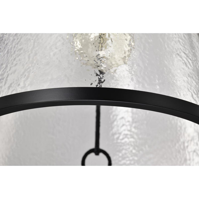 SATCO/NUVO Valentine Large Pendant Black Finish Hammered Glass (60-8257)