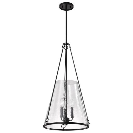 SATCO/NUVO Valentine Large Pendant Black Finish Hammered Glass (60-8257)