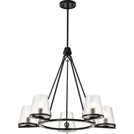 SATCO/NUVO Valentine 5-Light Chandelier Black Finish Hammered Glass (60-8258)