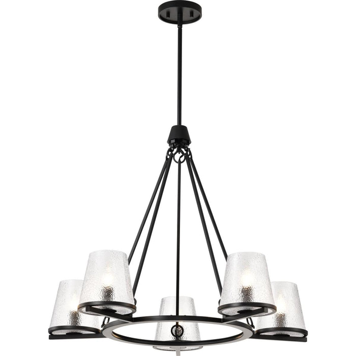 SATCO/NUVO Valentine 5-Light Chandelier Black Finish Hammered Glass (60-8258)