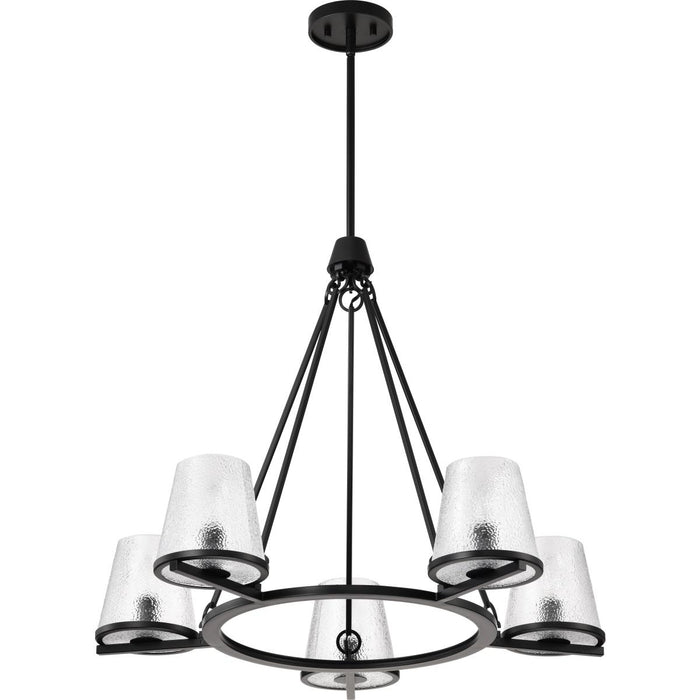 SATCO/NUVO Valentine 5-Light Chandelier Black Finish Hammered Glass (60-8258)