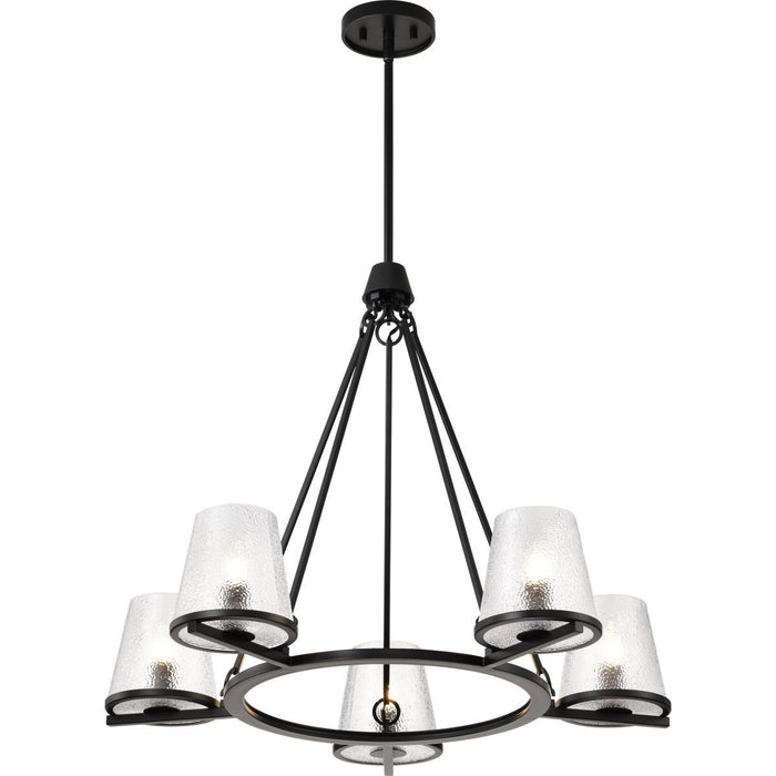 SATCO/NUVO Valentine 5-Light Chandelier Black Finish Hammered Glass (60-8258)