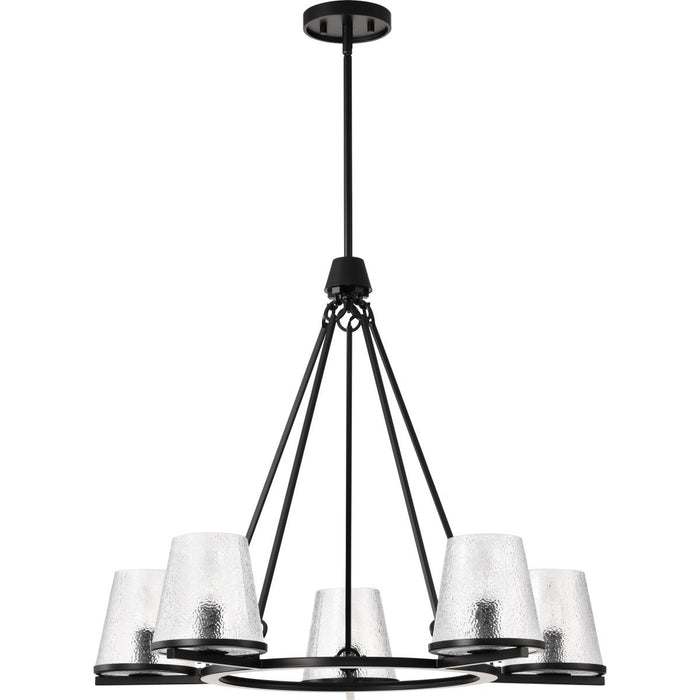 SATCO/NUVO Valentine 5-Light Chandelier Black Finish Hammered Glass (60-8258)